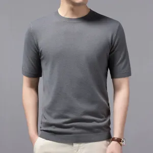 Cashmere Half-Sleeve Pullover Trendy round Neck Men's Sweater