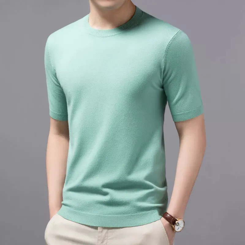 Cashmere Half-Sleeve Pullover Trendy round Neck Men's Sweater