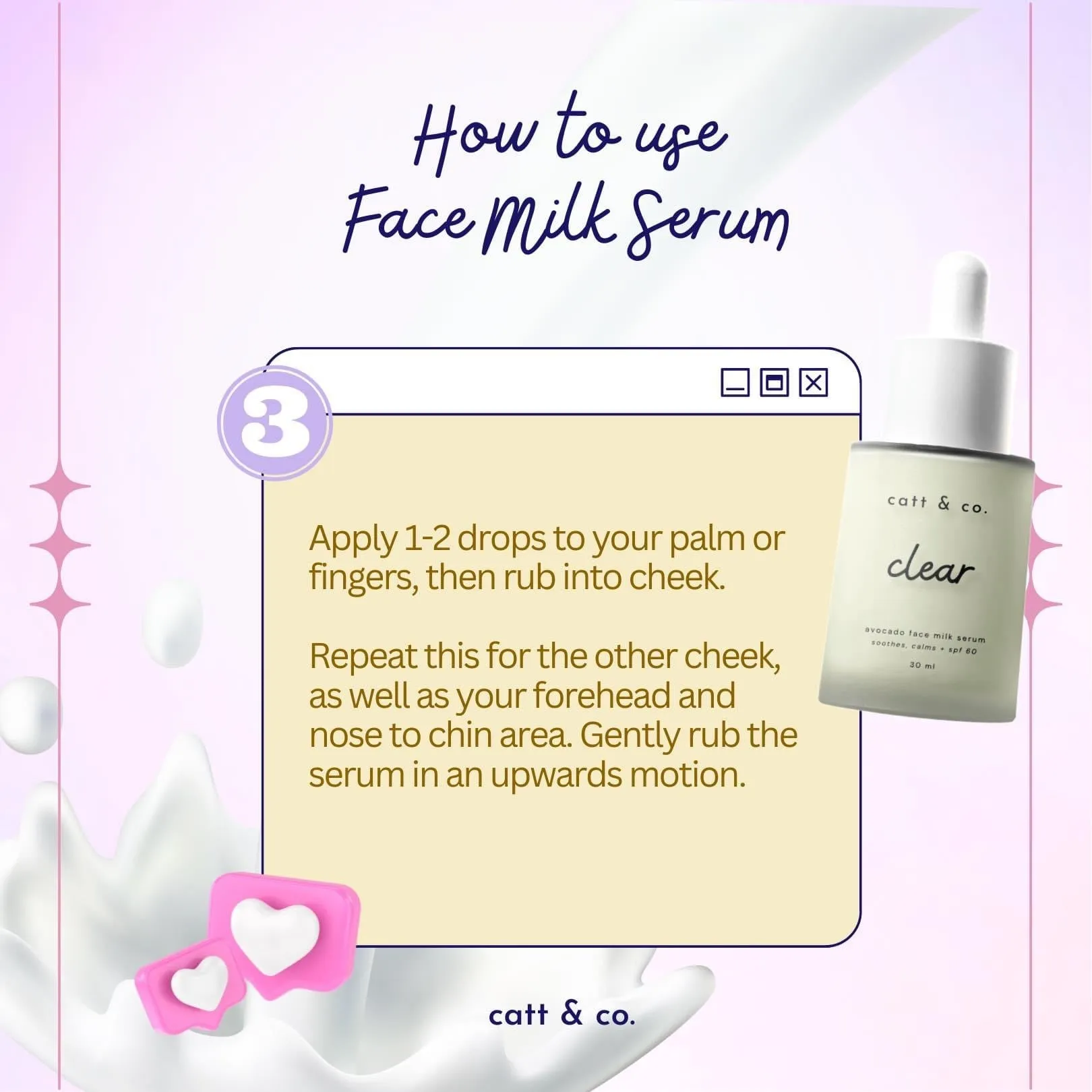 Catt & Co - GLOW - Coconut Face Milk Serum - Hydrates Refines SPF60 - 30ml