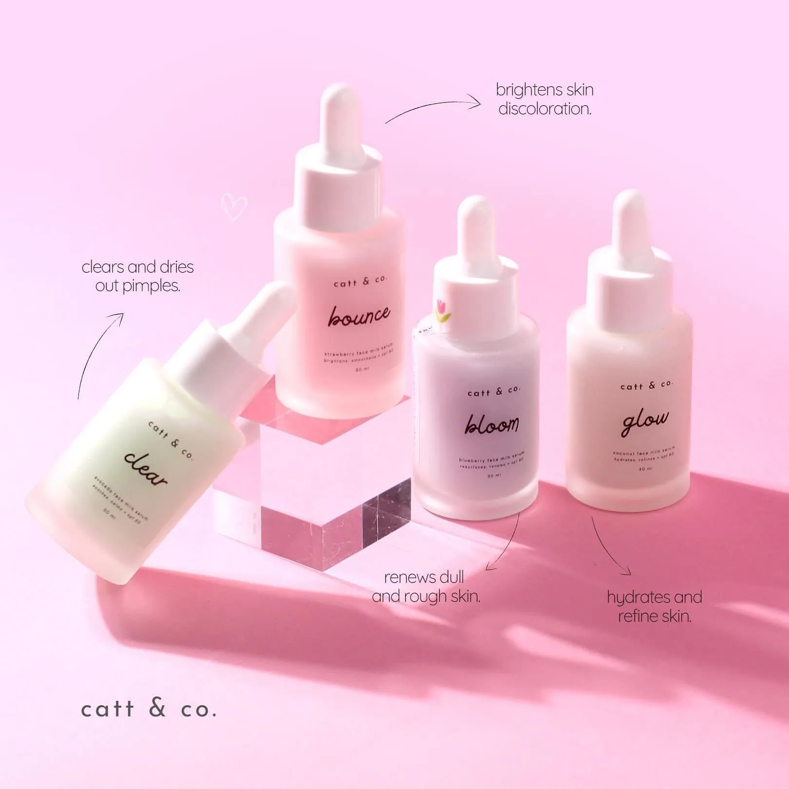 Catt & Co - GLOW - Coconut Face Milk Serum - Hydrates Refines SPF60 - 30ml