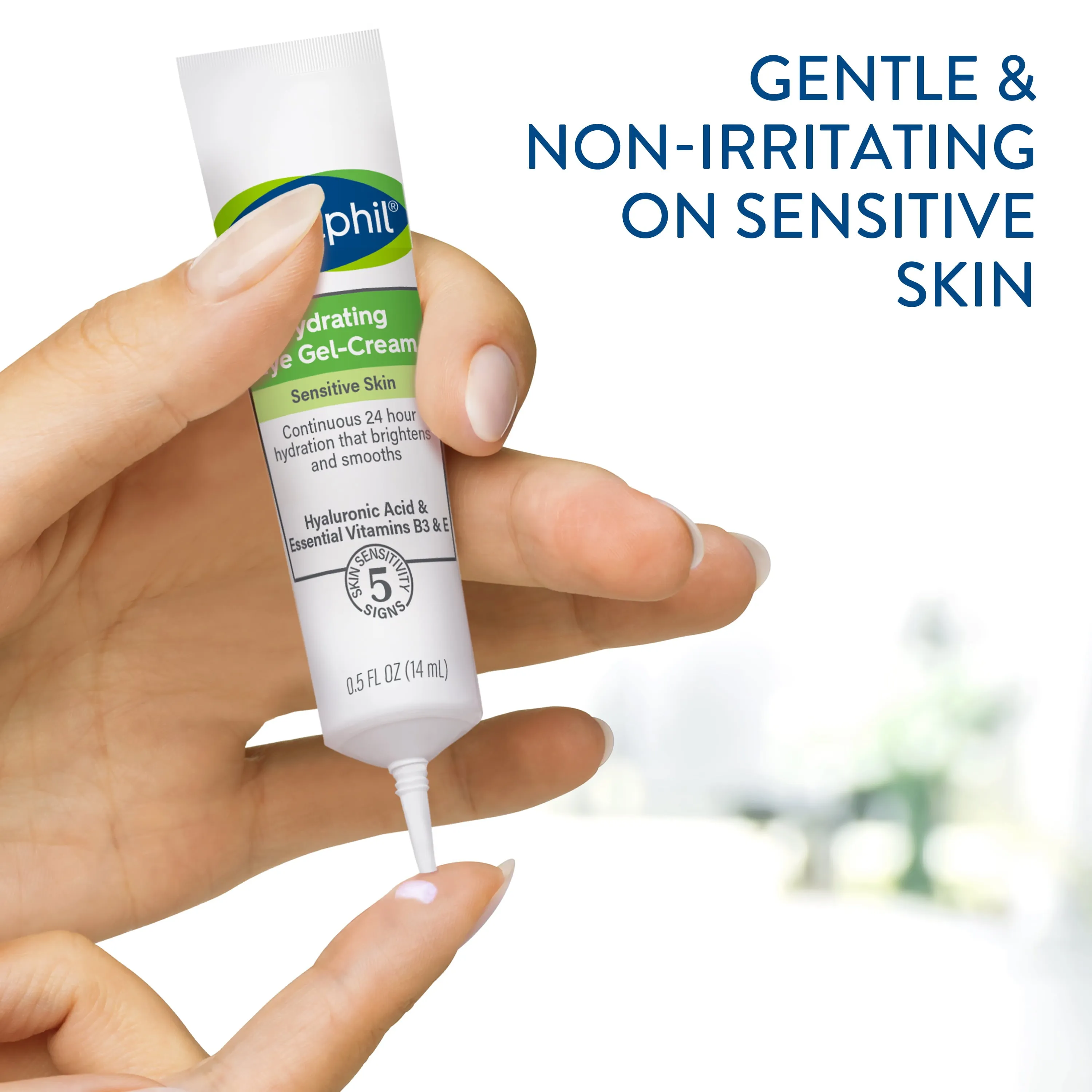 Cetaphil Hydrating Eye Gel-Cream With Hyaluronic Acid, 0.5 fl oz, Brightens and Smooths Skin Under Eyes, 24 Hour Hydration for All Skin Types, Non-Comedogenic, Hypoallergenic