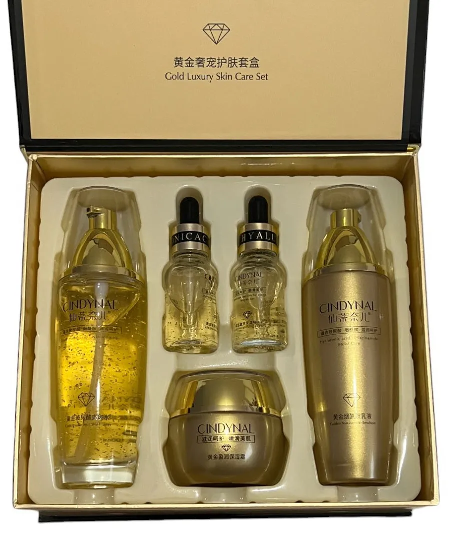 CINDYNAL Hyaluronic Acid & Niacinamide Moist Care Gold Luxury Skin Care Set - Ultimate Hydration and Radiance