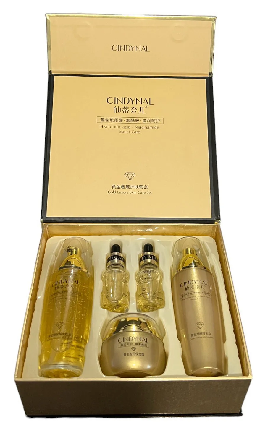 CINDYNAL Hyaluronic Acid & Niacinamide Moist Care Gold Luxury Skin Care Set - Ultimate Hydration and Radiance