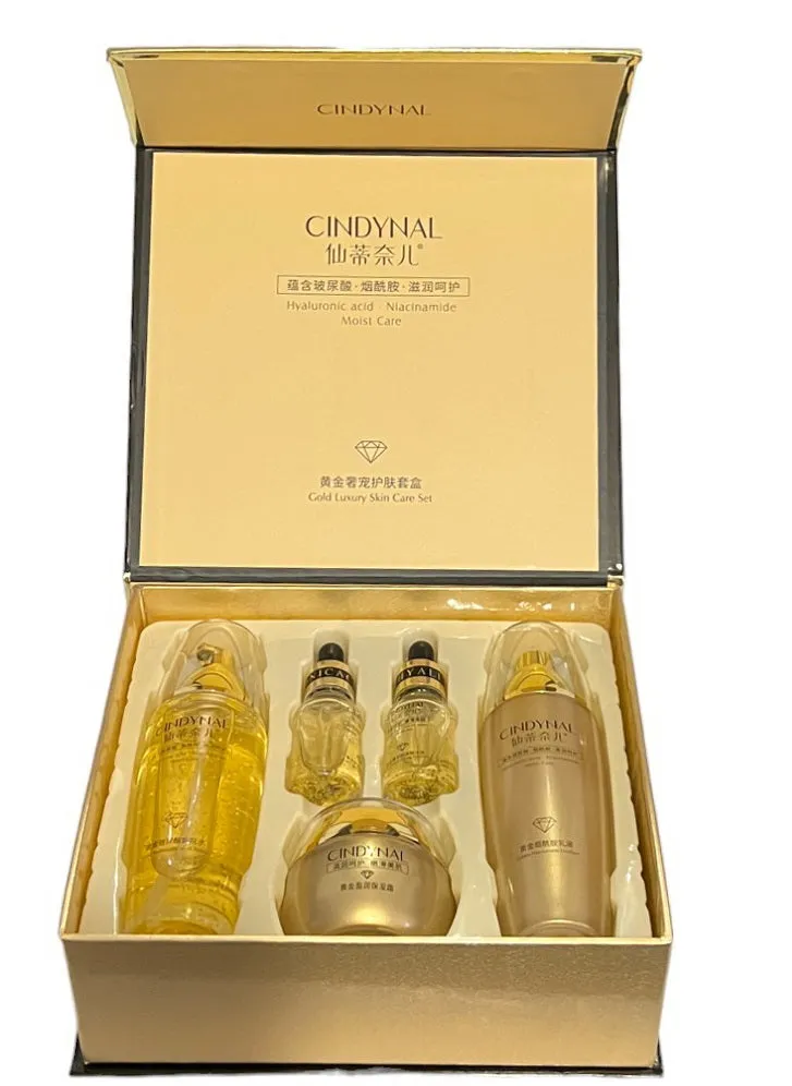 CINDYNAL Hyaluronic Acid & Niacinamide Moist Care Gold Luxury Skin Care Set - Ultimate Hydration and Radiance