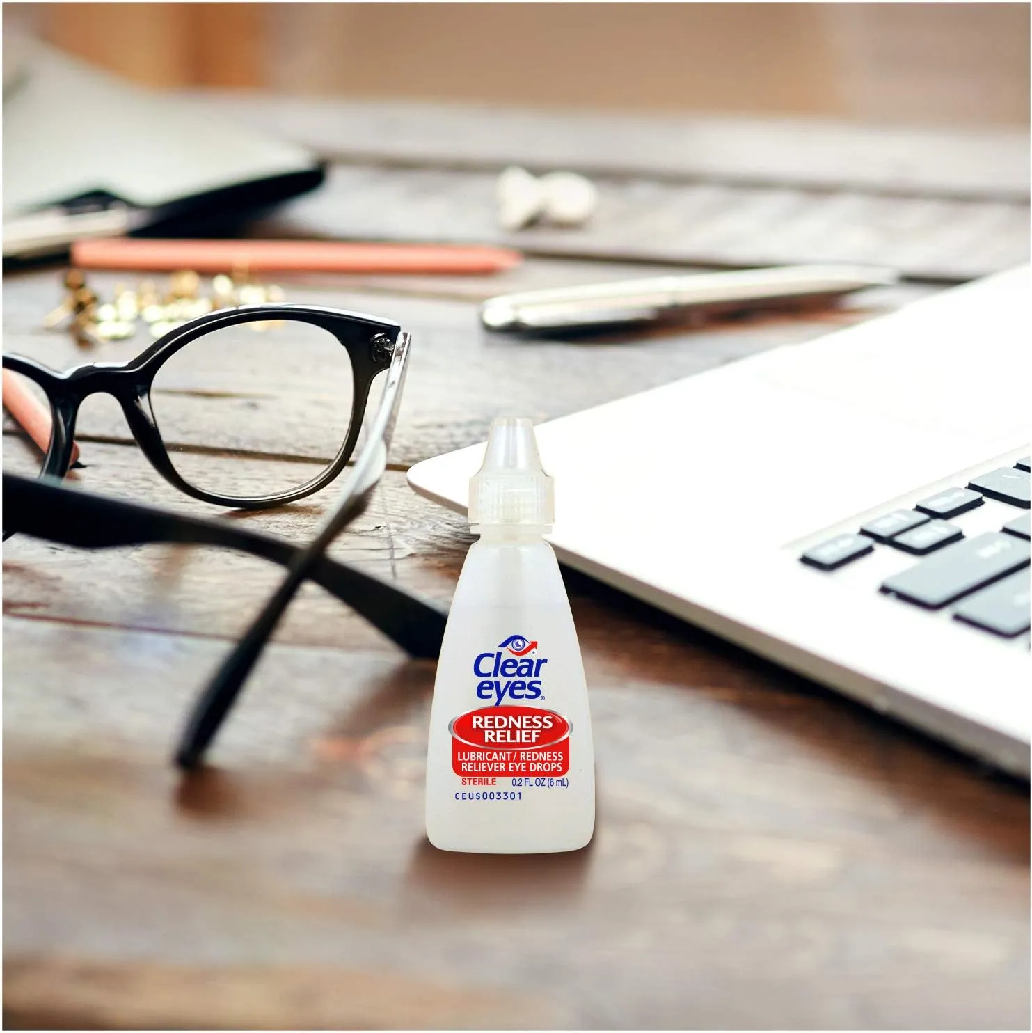Clear Eyes Redness Eye Relief Eye Drops, Relieves Redness & Calms Irritation, 0.2 Fl Oz