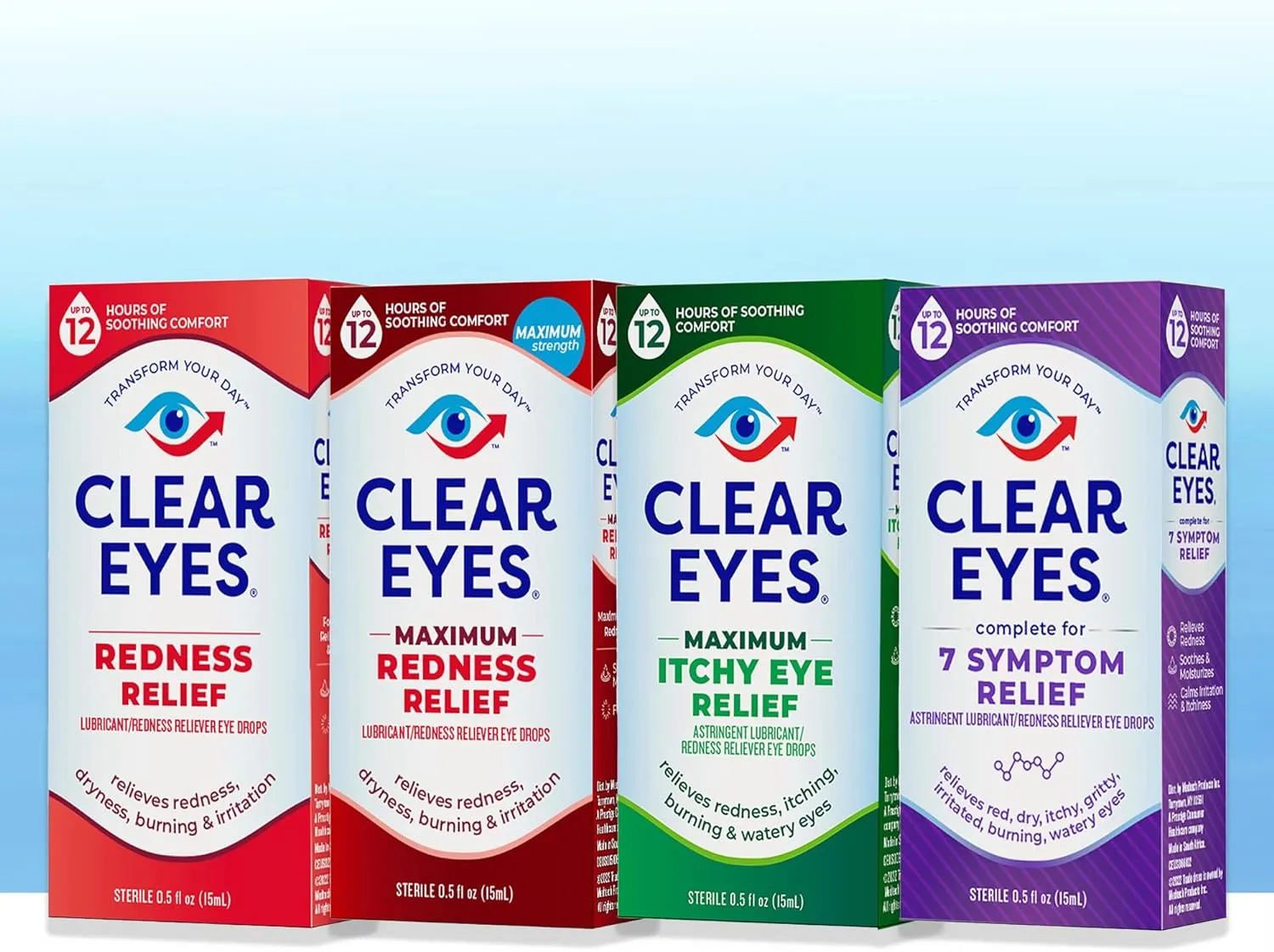Clear Eyes Redness Eye Relief Eye Drops, Relieves Redness & Calms Irritation, 0.2 Fl Oz