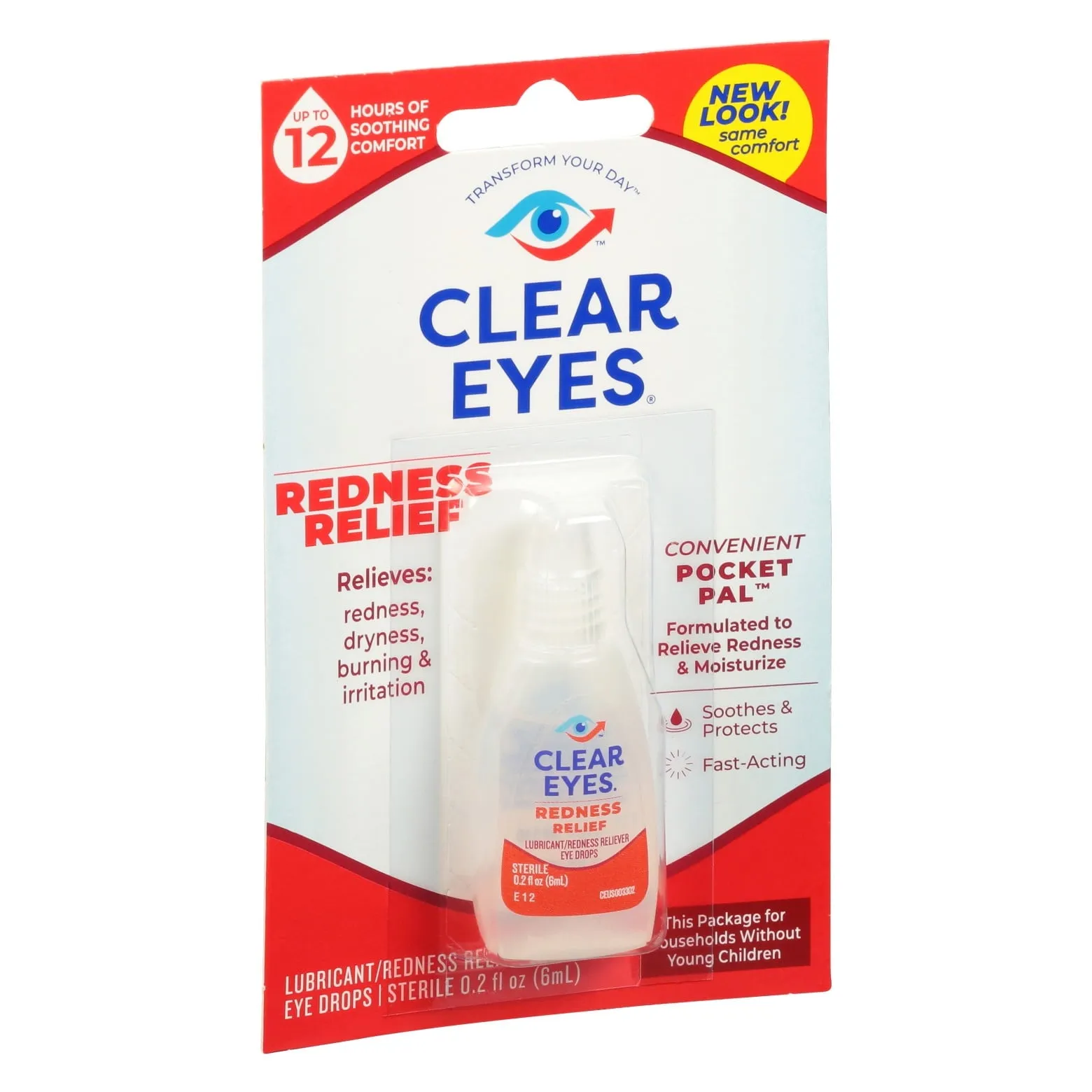 Clear Eyes Redness Eye Relief Lubricant Eye Drops, Pocket Pal, 0.2 fl oz