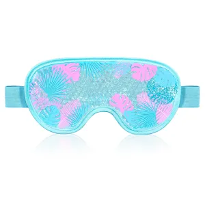 CONBELLA Cooling Eye Mask Gel Eye Mask, Reusable Hot Cold Therapy cold eye mask for Post Surgery, Puffiness, Dark Circles, Eye Bags, Dry Eyes, Migraines with Soft Plush Backing (Leaves)