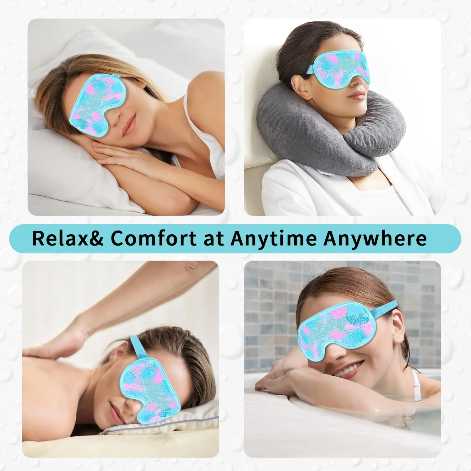 CONBELLA Cooling Eye Mask Gel Eye Mask, Reusable Hot Cold Therapy cold eye mask for Post Surgery, Puffiness, Dark Circles, Eye Bags, Dry Eyes, Migraines with Soft Plush Backing (Leaves)
