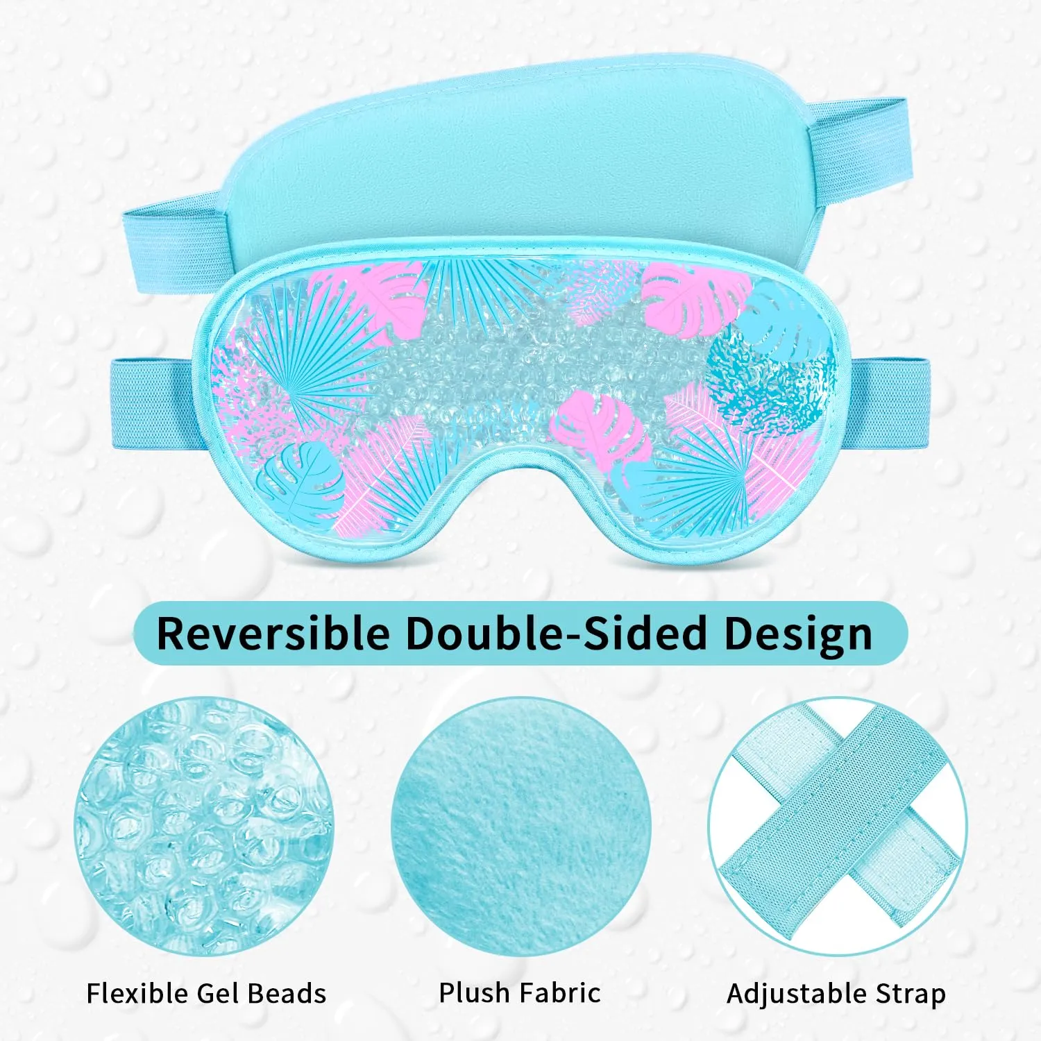 CONBELLA Cooling Eye Mask Gel Eye Mask, Reusable Hot Cold Therapy cold eye mask for Post Surgery, Puffiness, Dark Circles, Eye Bags, Dry Eyes, Migraines with Soft Plush Backing (Leaves)