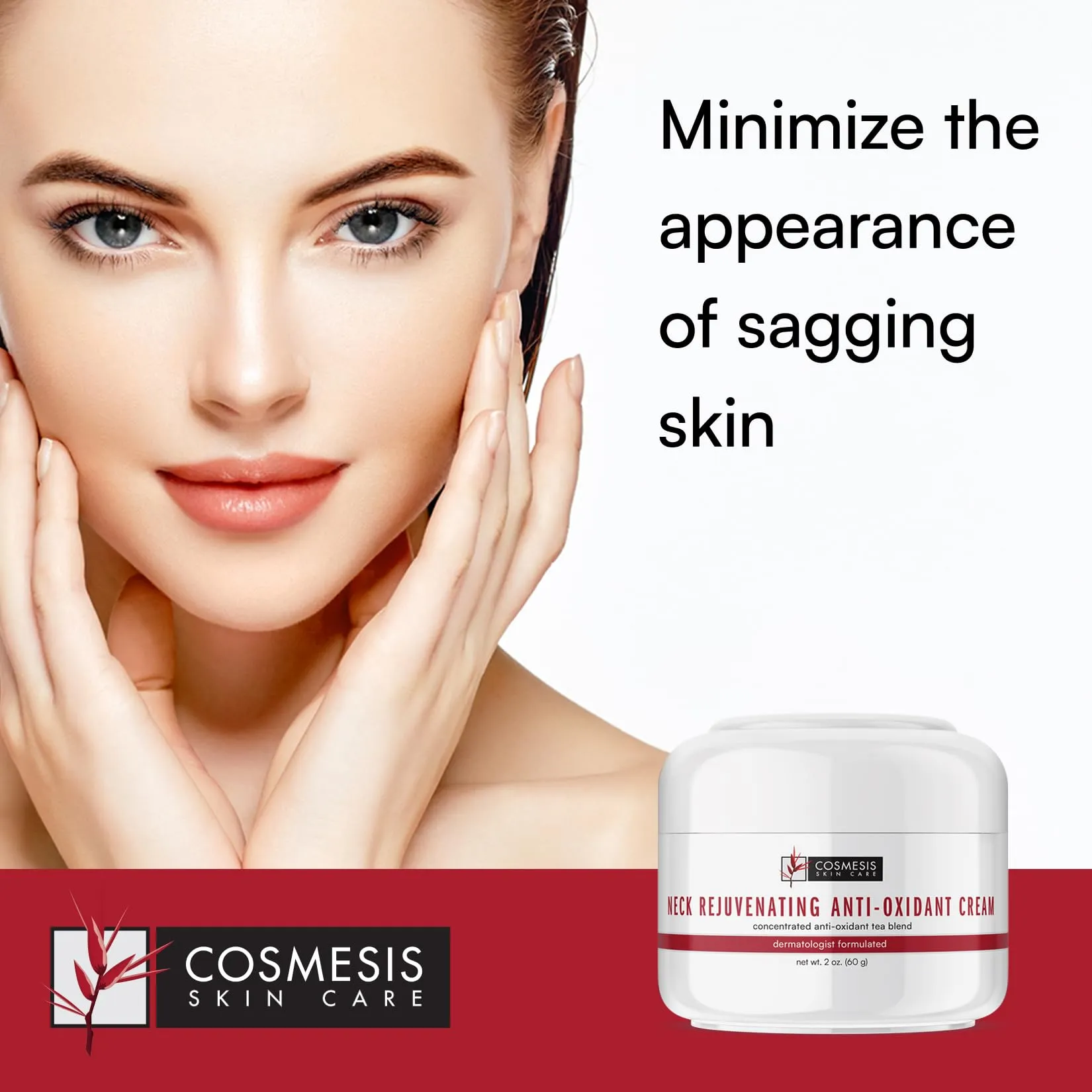 Cosmesis Neck Rejuvenating Anti-Oxidant Cream - Minimize Sagging Skin - Powerful Anti-Aging Ingredients - Promotes Hydration - 2oz