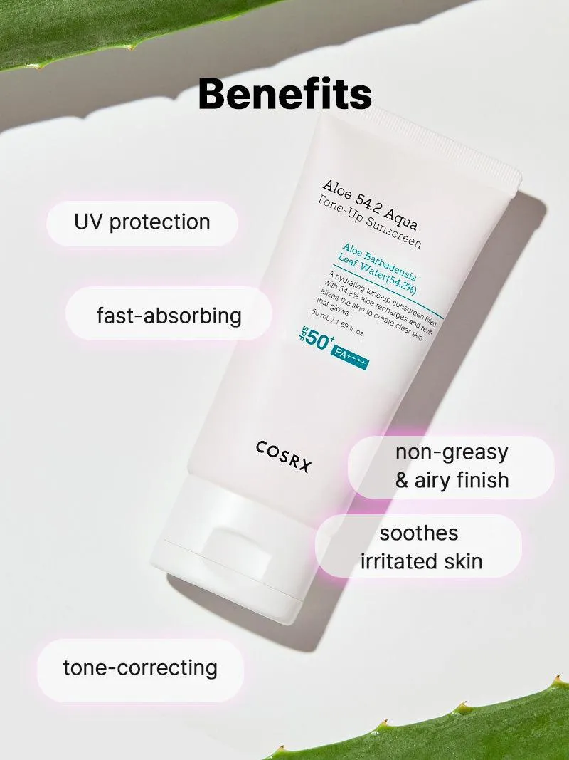COSRX Aloe 54.2 Aqua Tone Up Sunscreen SPF50  PA     واقي الشمس مع تفتيح فوري