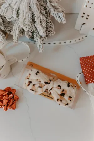 Cream Leopard Plush Headband - FINAL SALE