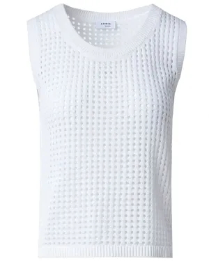 Cream Mesh Knit Boxy Top