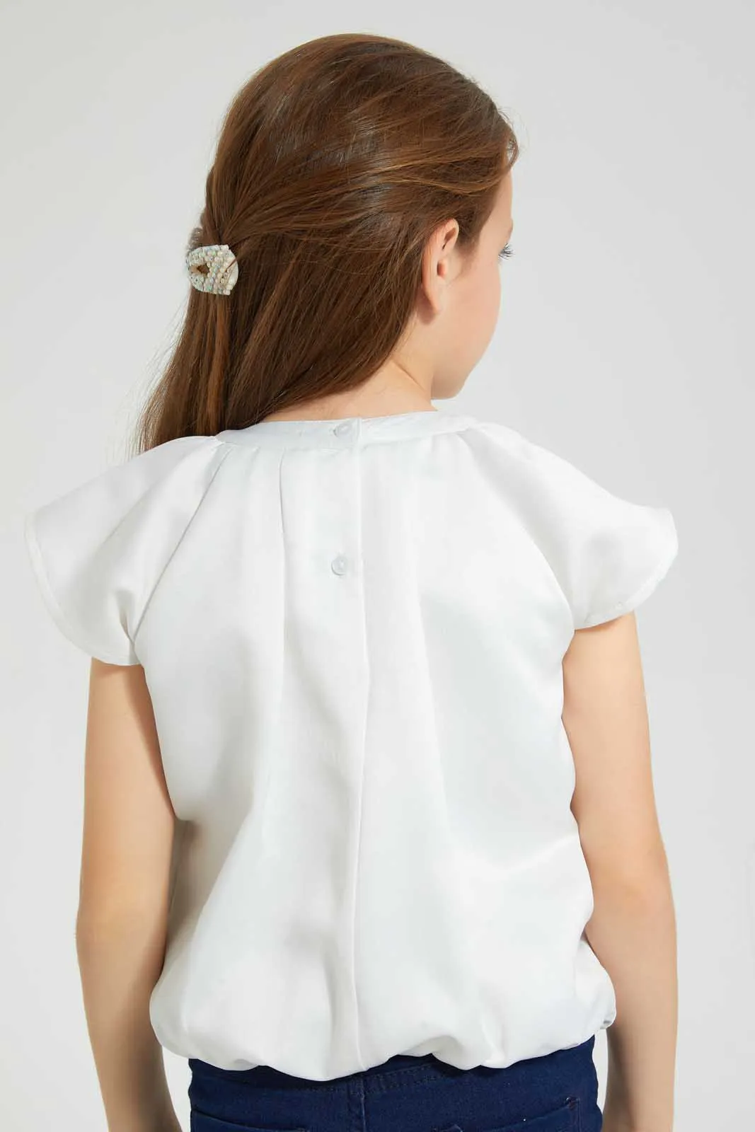 Cream Pleated Blouse