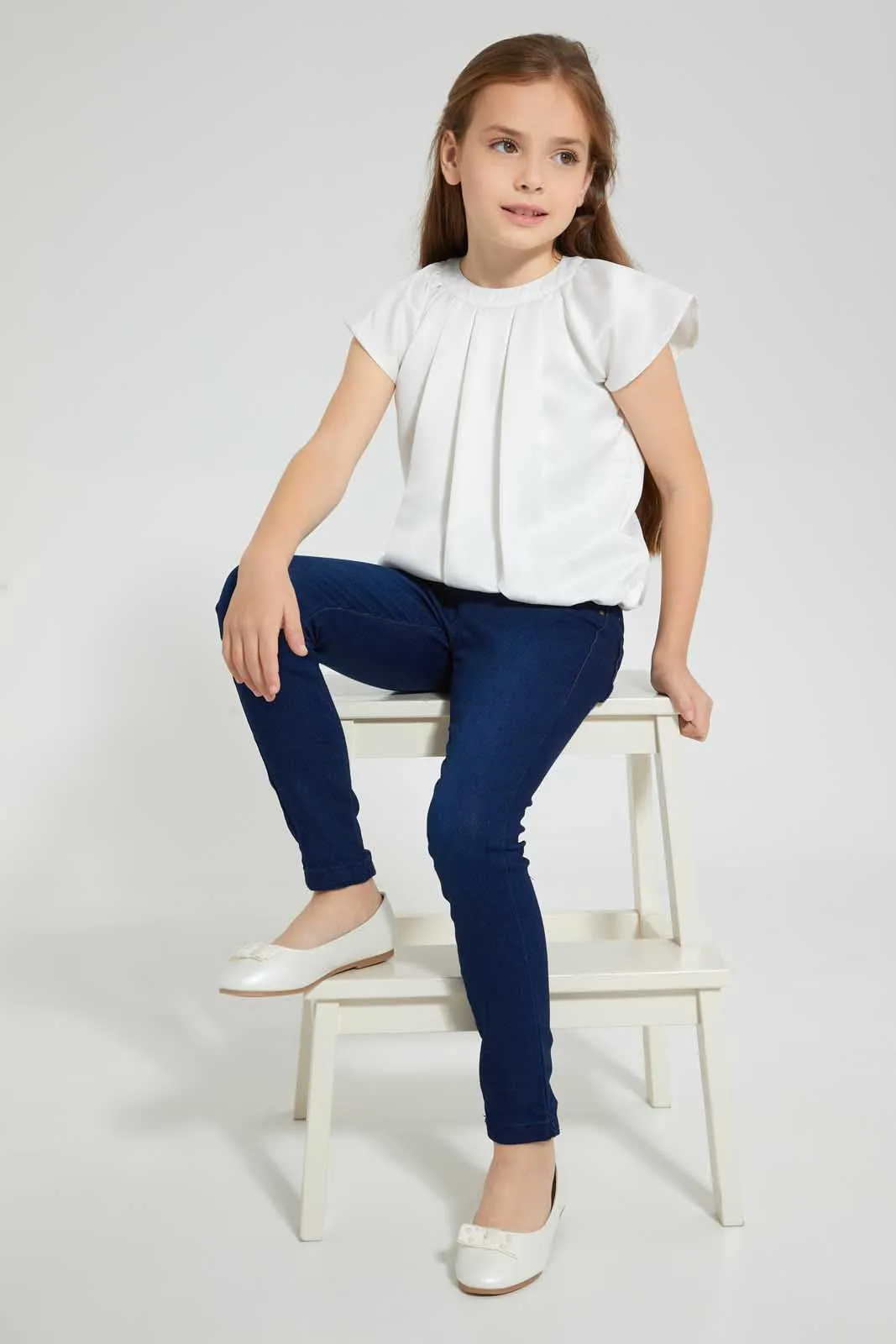 Cream Pleated Blouse