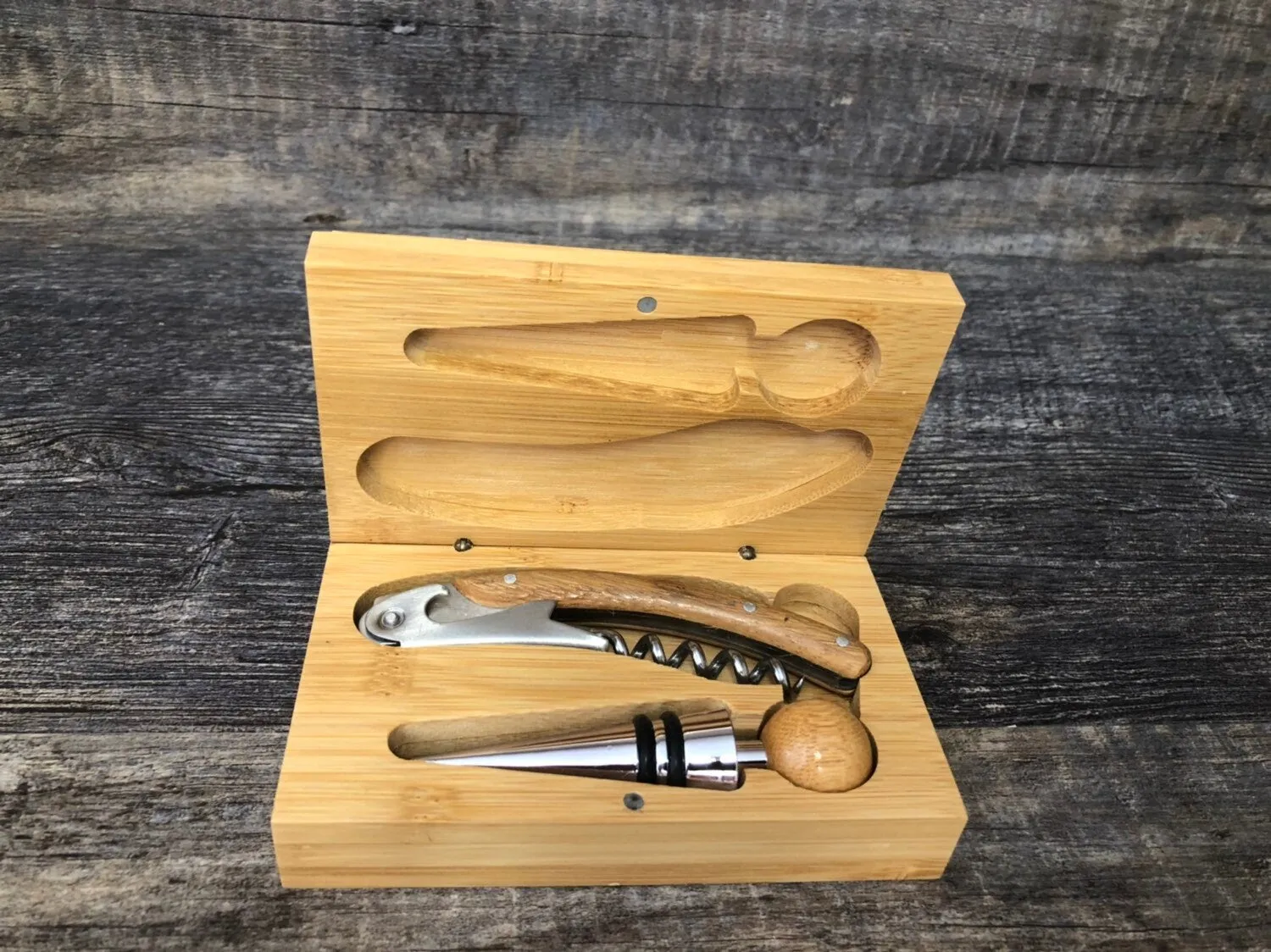 Custom Wine Tool Gift Set Personalized Dad Father's Day Gift Mom Birthday Wine Lover Gift Thank You Cork Screw & Wine Stopper