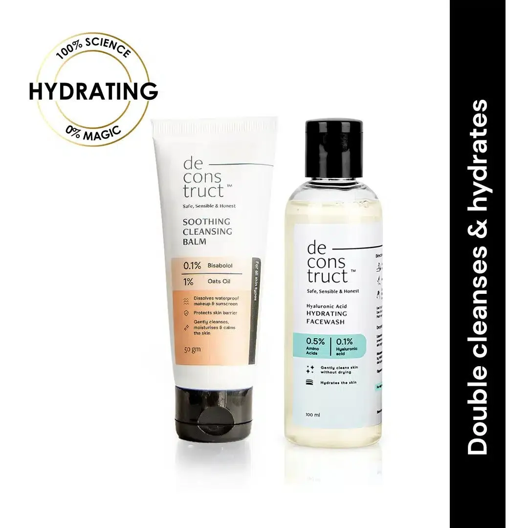 Daily Double Cleansing Duo for Dry Skin - Soothing Cleansing Balm    Hydrating Face Wash