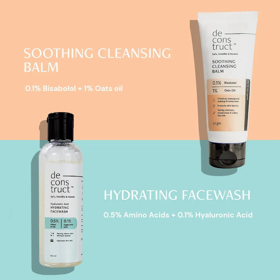 Daily Double Cleansing Duo for Dry Skin - Soothing Cleansing Balm    Hydrating Face Wash