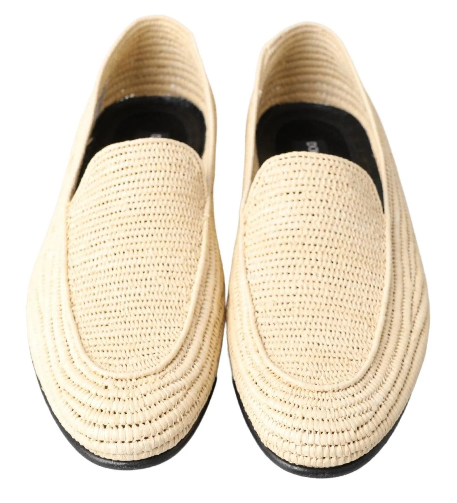 Dolce & Gabbana Cream Woven Viscose Loafers Men Casual Shoes