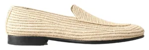 Dolce & Gabbana Cream Woven Viscose Loafers Men Casual Shoes