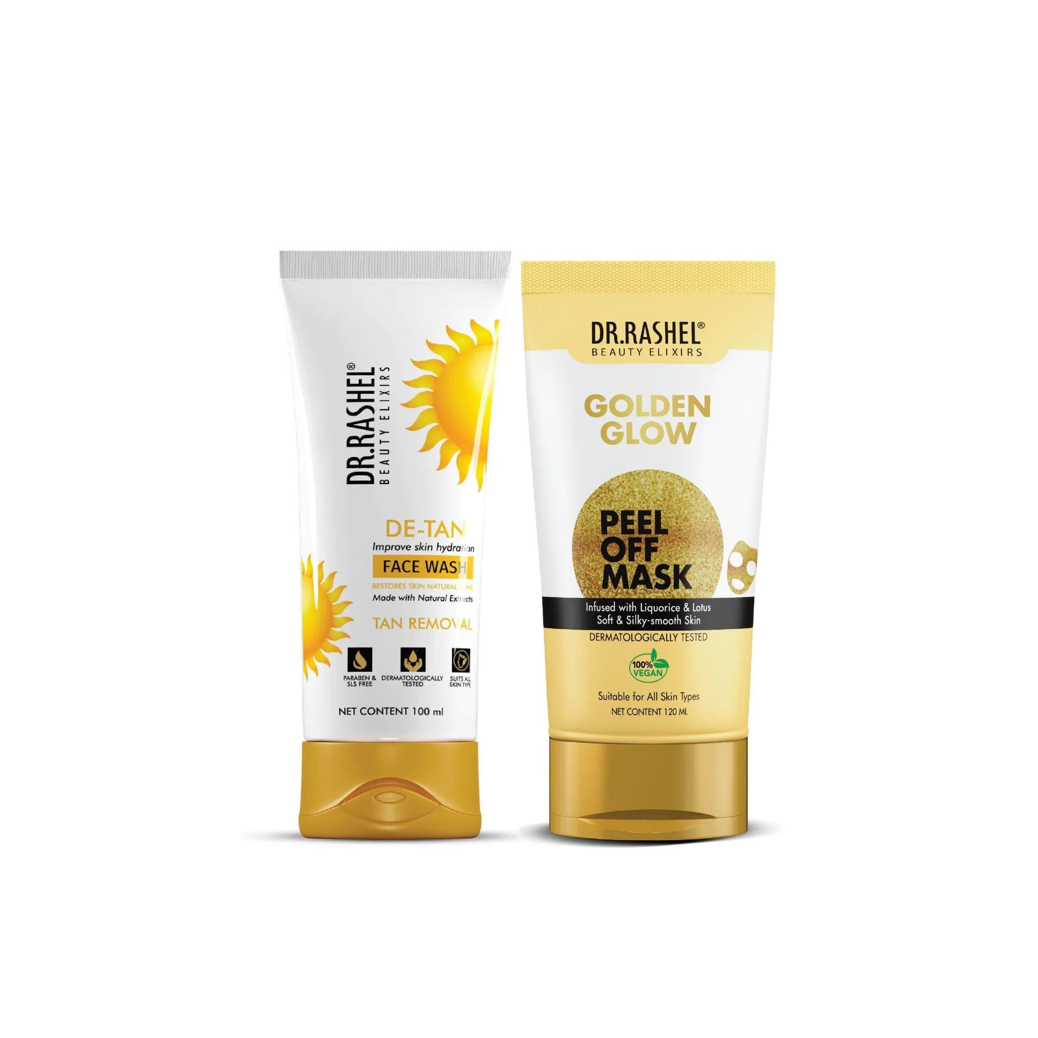 Dr.Rashel De Tan Face Wash & Golden Peel Off Mask Combo
