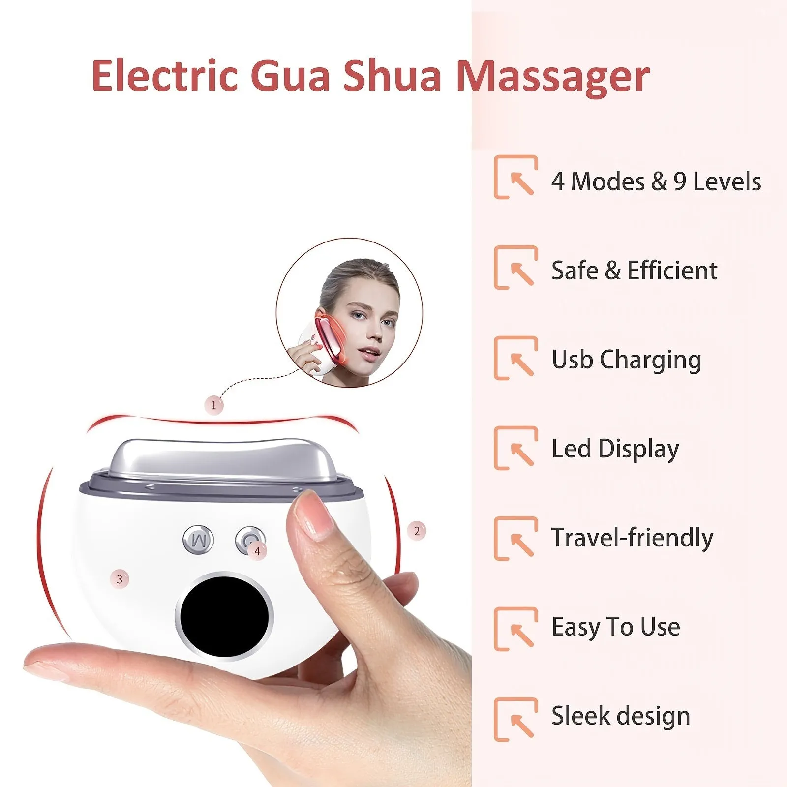 Electric Gua Sha Facial Tools Face Scraping Massager With 9 Modes Skin Care Tool