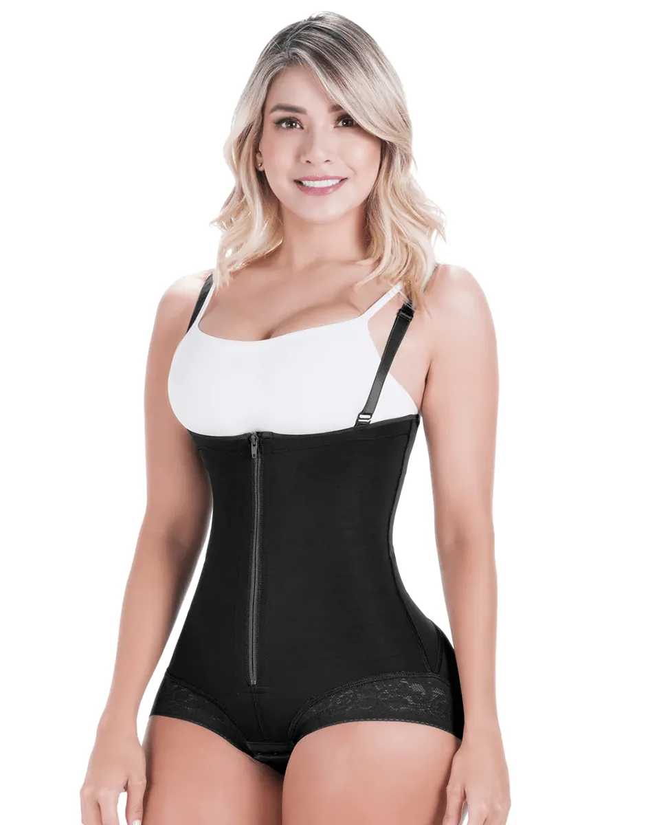 Fajas Sonryse Post-Op Fajas after Tummy Tuck and Lipo Open Bust Panty Shapewear Bodysuit Powernet - Beige/Mocha/Black