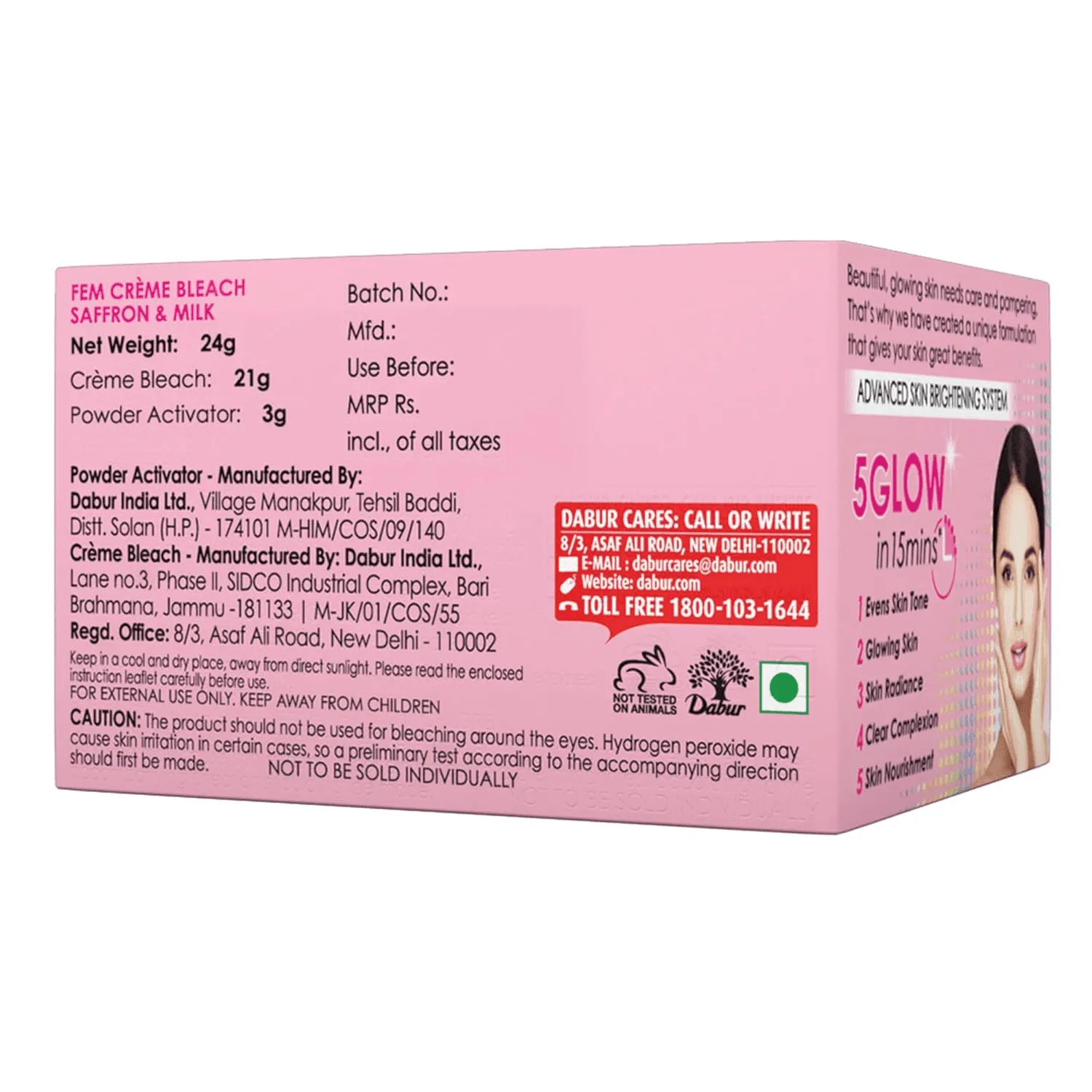 Fem Fairness (Saffron & Milk) Creme Bleach - 24g