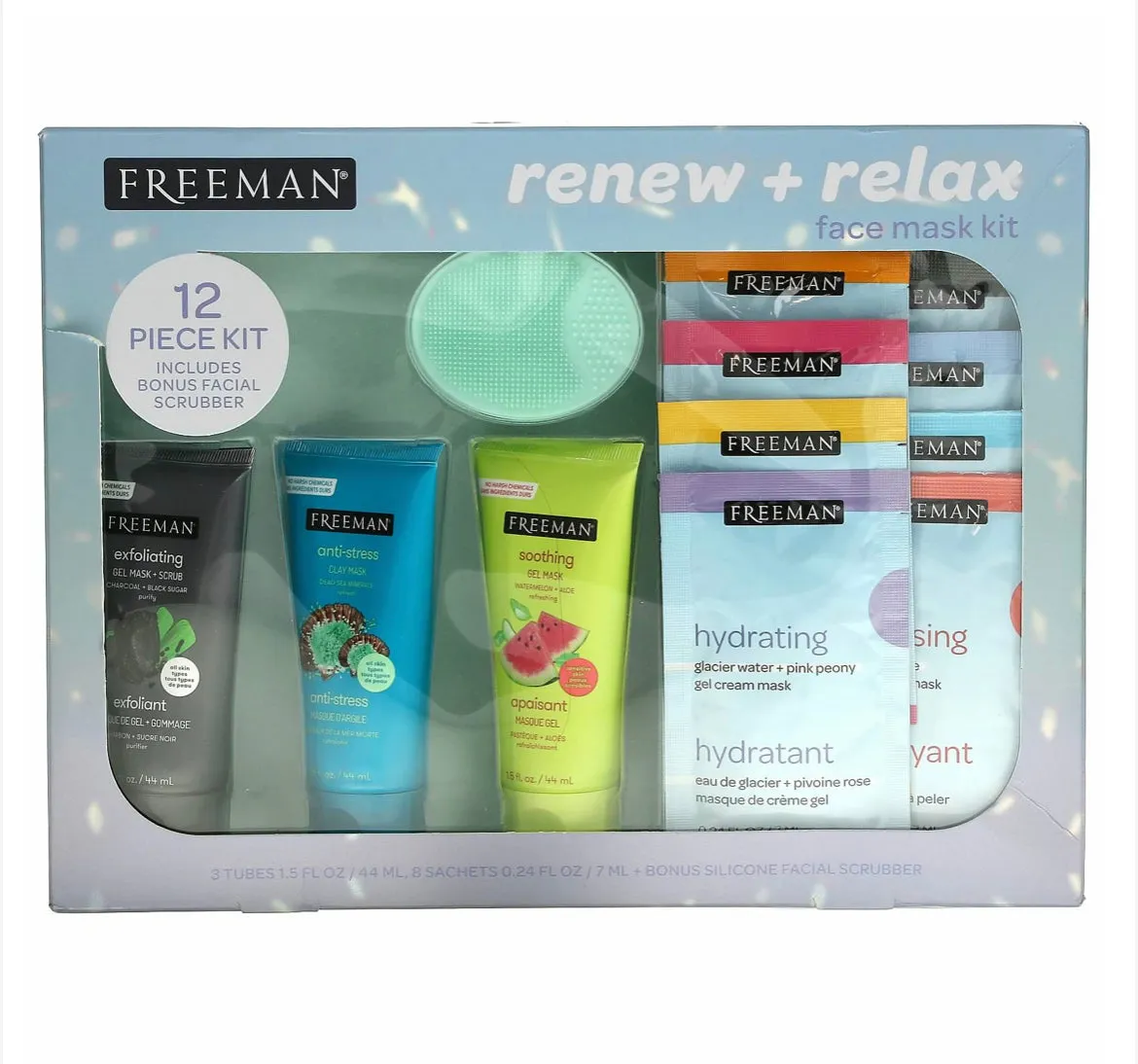FREEMAN 12PCS Renew   Relax Face Max Kit مجموعة ماسكات للعناية بالبشرة من فريمان