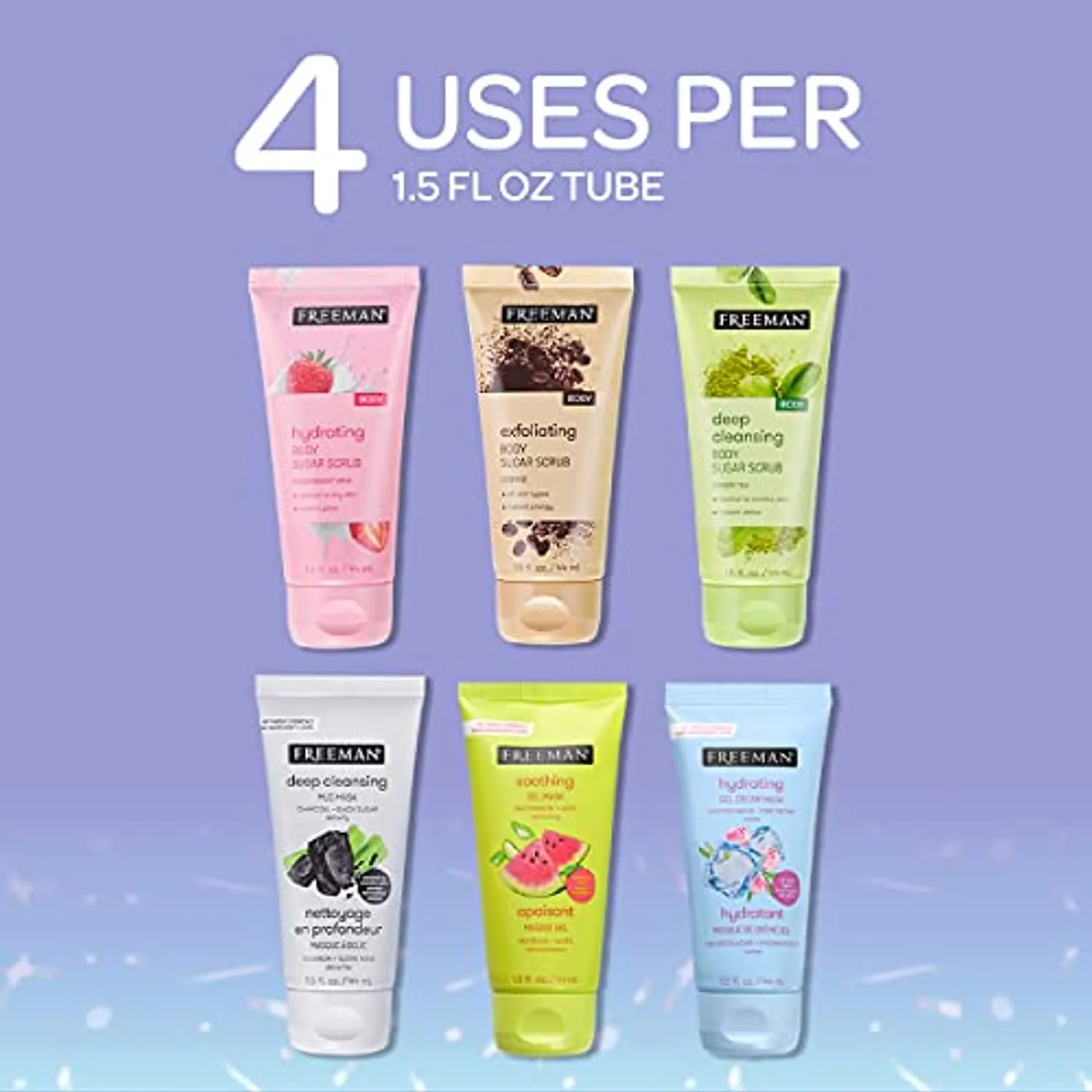 Freeman Limited Edition Scrub & Glow Ultimate Face and Body Kit, 20 Piece Mother's Day & Easter Gift Set, Facial Masks For Hydrating & Glowing Skin, Perfect for Wife, Spouse, Girlfriend, or Daughter