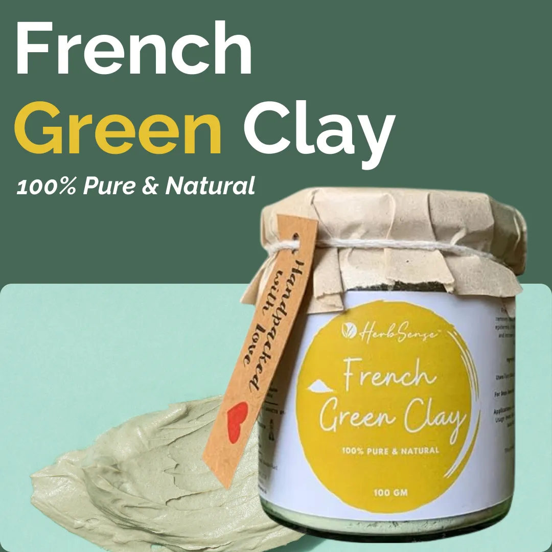 French Green Clay-100gm- For Glowing & Healthy Skin, Deep Cleansing ,Nourishing & Detoxifying Clay Mask,