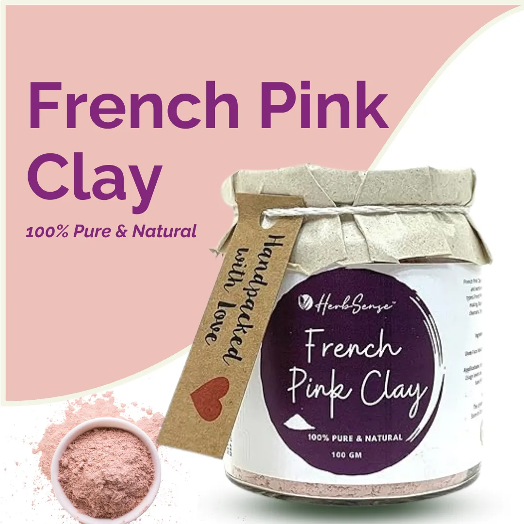 French Pink Clay For Glowing & Healthy Skin,Cleanse & Detoxify | Glass Jar Packaging 100 GM