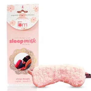 Friends of Meditation Kids 100% Mulberry Silk Eye Mask, Super Smooth Sleep Mask And Blind Fold (Pink fur - kids)