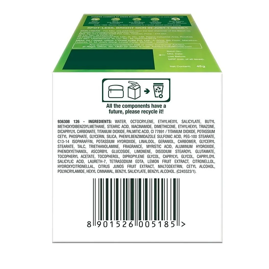 Garnier Bright Complete Vitamin C Serum Cream with SPF 40/PA     (45gm)