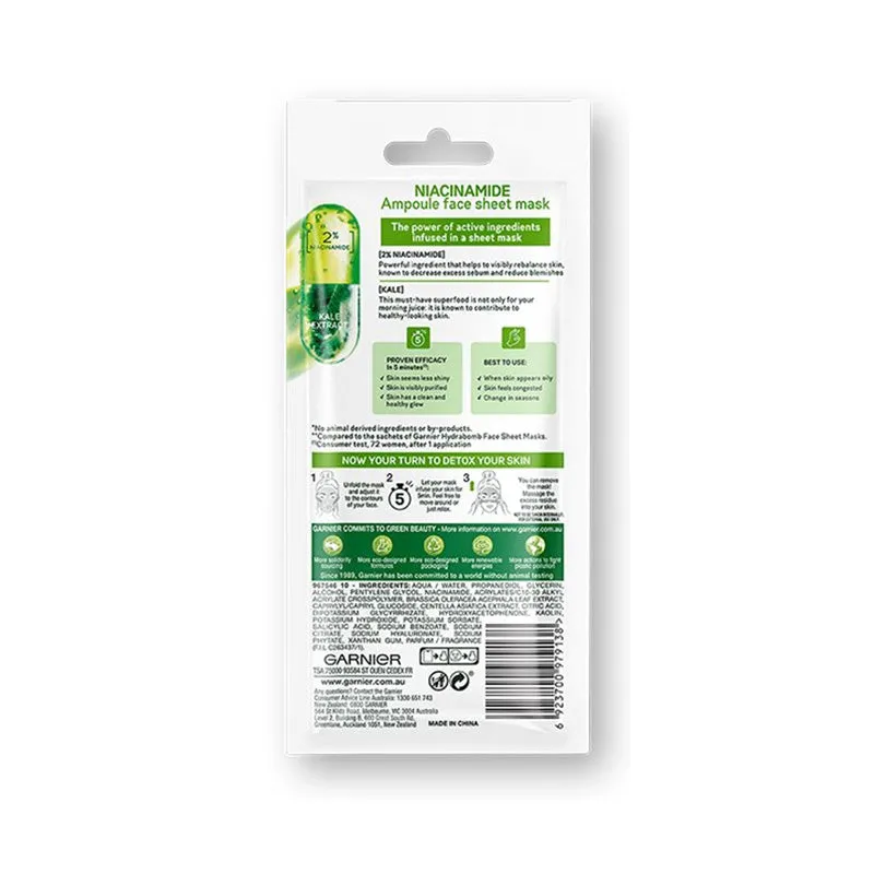 Garnier Skinactive Niachinamide Detox Ampoule Sheet Mask