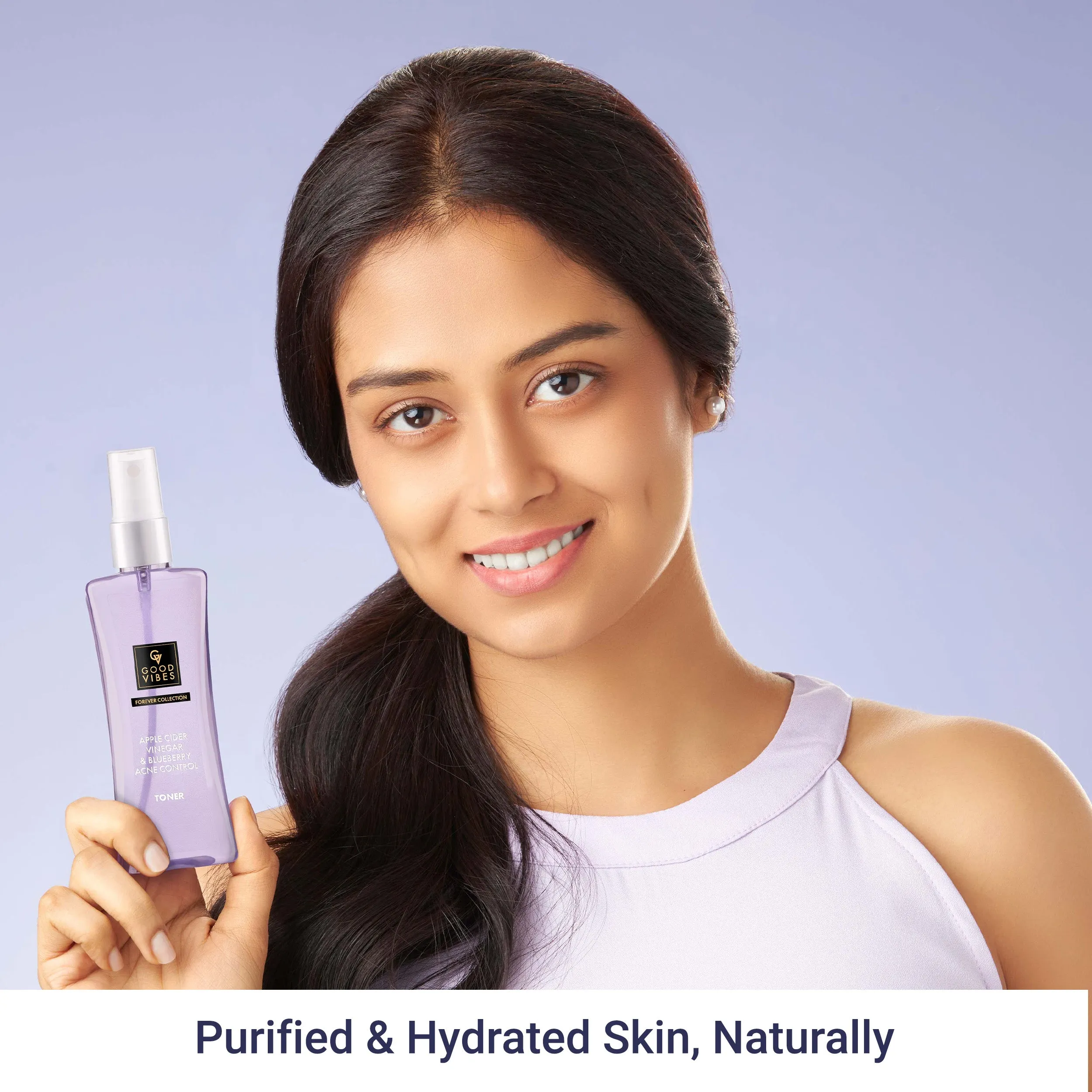 Good Vibes Apple Cider Vinegar & Blueberry Anti Acne Toner | Forever Collection | Control sebum, Pore tightening| Vegan, No Parabens, No Sulphates, No Mineral Oil, No Silicones, No Animal Testing (100 ml)