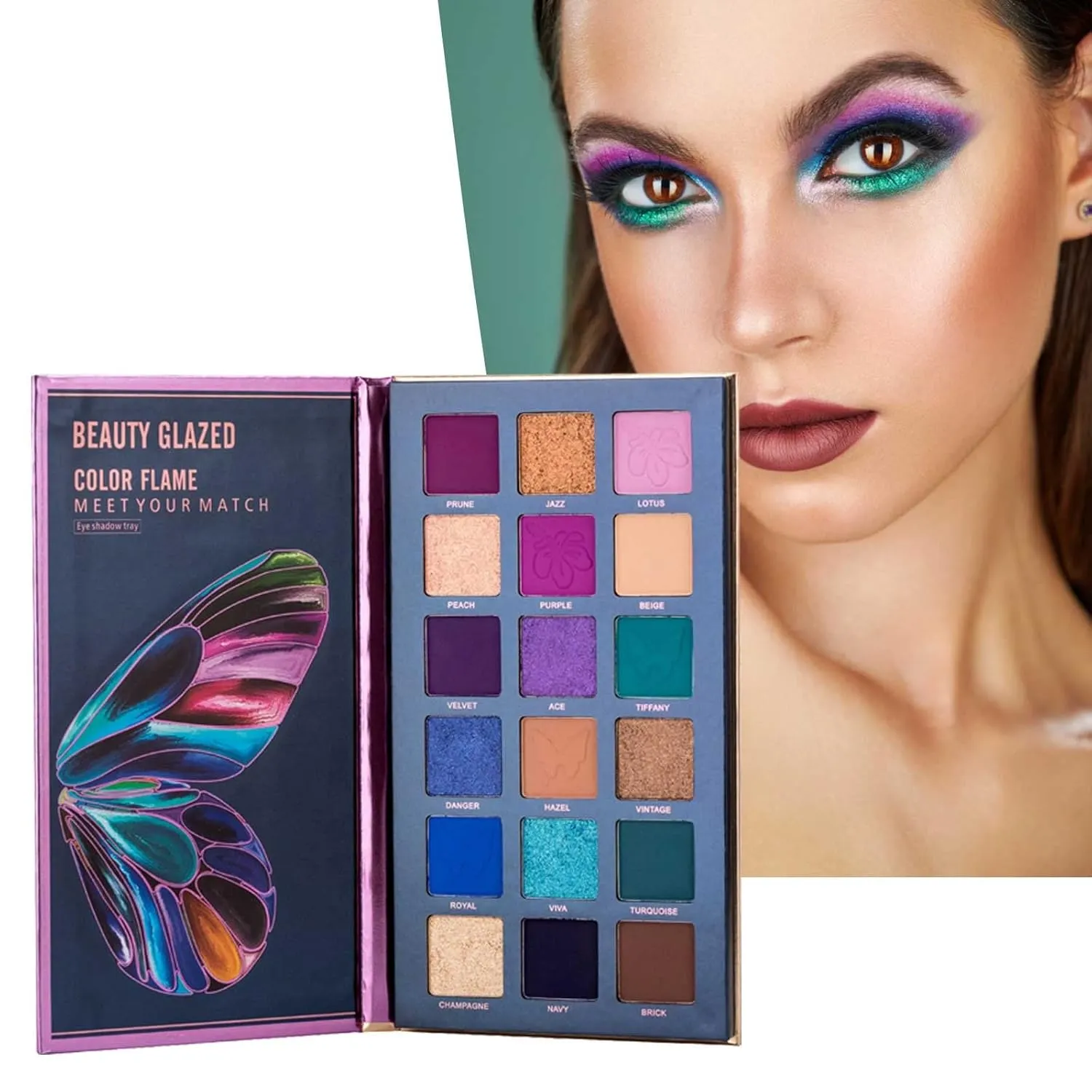 Hwm705b Butterfly Palettes Color Mattes Glitter Eyeshadow Makeup Palettes Highly Pigmented Creamy Blendable Eye Palettes Multidimensional Eye Look Makeup Palettes Makeup Organizer