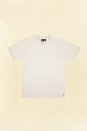 Iron Heart 11oz Cotton Knit Crew Neck T-Shirt - Cream