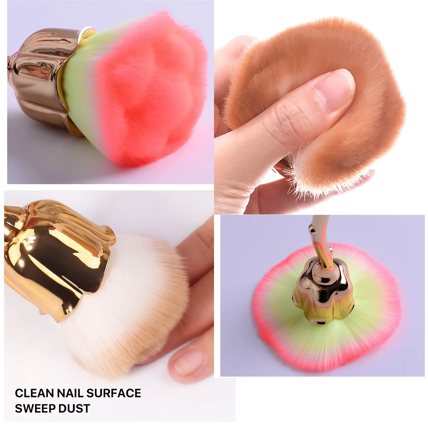 JERCLITY 2 Pieces Rose Makeup Brushes Blush Brush Super Large Face Powder Makeup Brushes kabuki brushes for Powder Cosmetic Nail Dust Brush Loose Powder Brush Makeup Manicure (Gold/Blue)