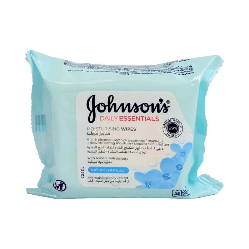 Johnson And Johnson Dry Skin Facial Wipes 25 PC