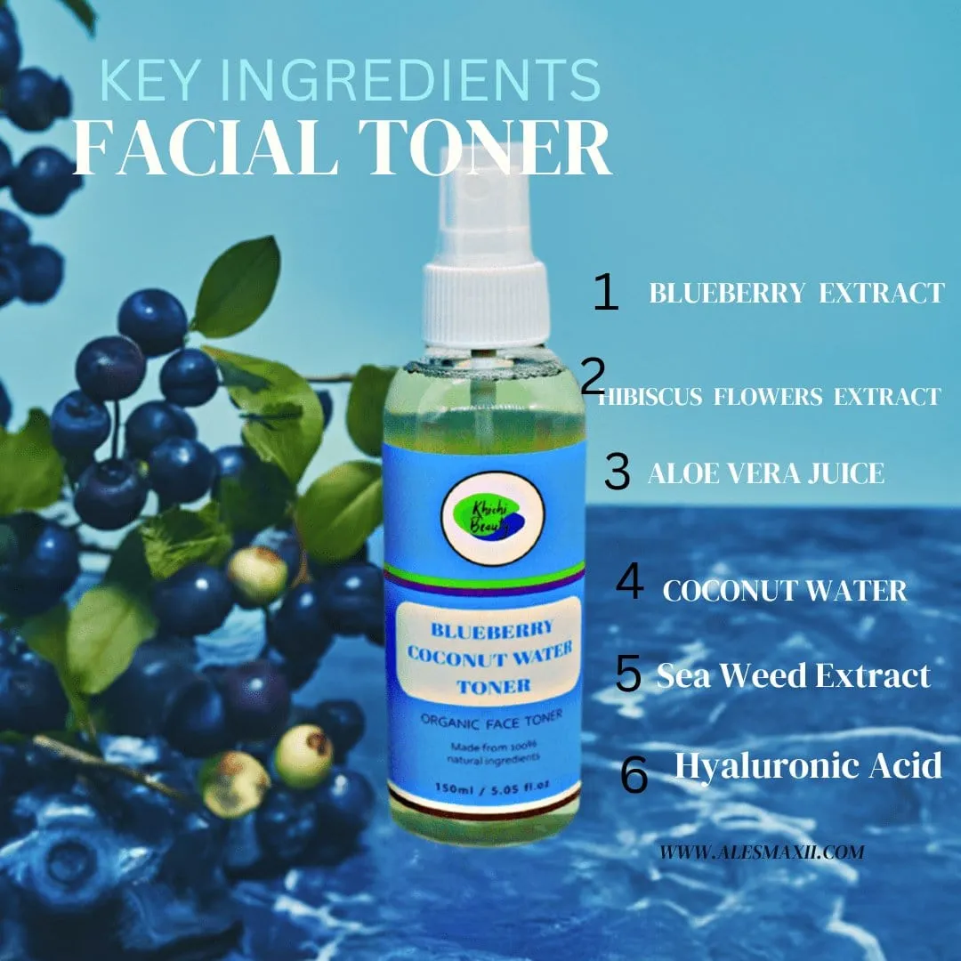Khichi Beauty Blueberry Coconut Water Facial Toner, Soothes and hydrates
