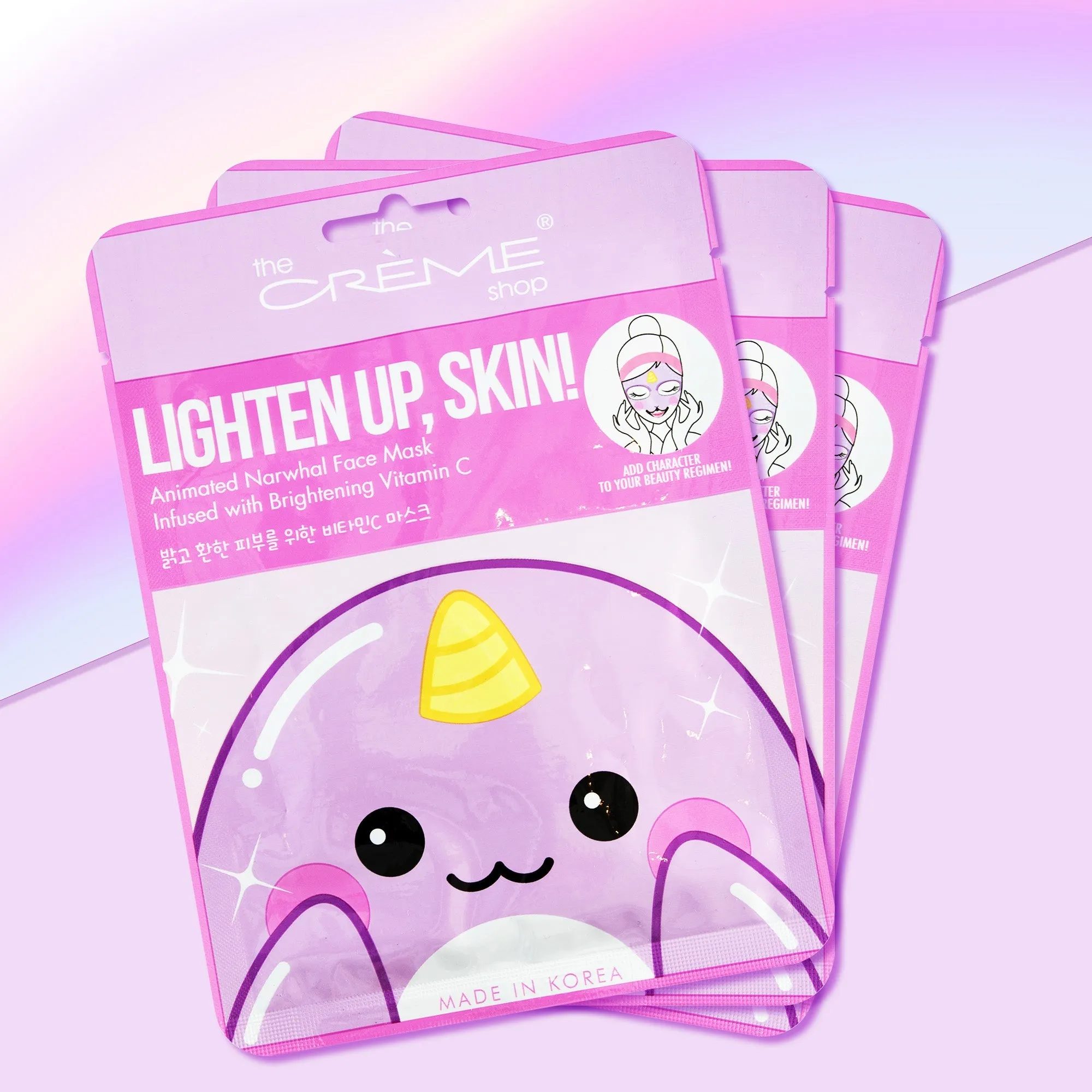 Lighten Up, Skin! Animated Narwhal Face Mask - Brightening Vitamin C