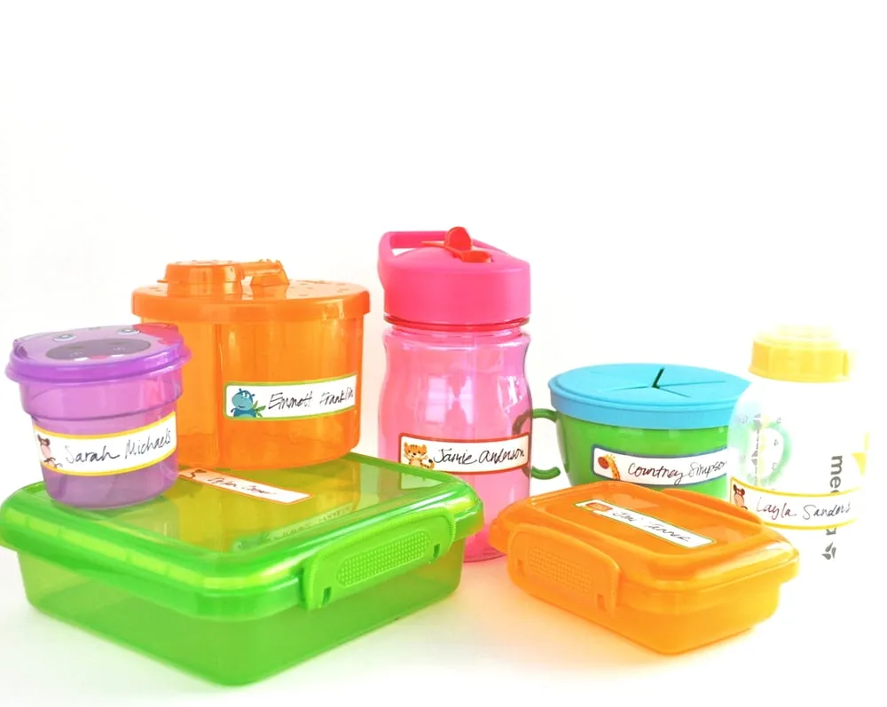 Lil' Labels Waterproof Seal-n-Stick Baby Bottle Labels for Daycare, Playful Patterns