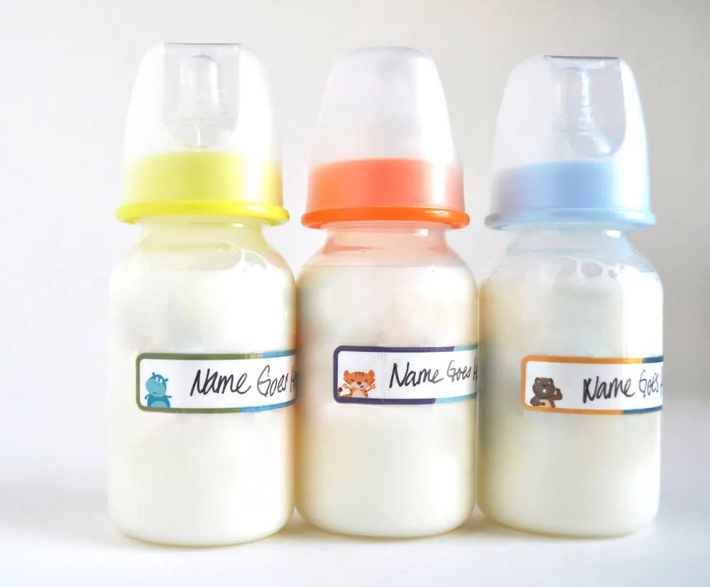 Lil' Labels Waterproof Seal-n-Stick Baby Bottle Labels for Daycare, Playful Patterns