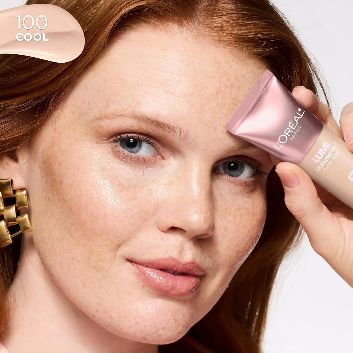 L'Oreal Paris Lumi Le Glow Skin Tint, Lightweight Water-Based Tinted Serum with Foundation-Like Coverage, Glow Illuminator, Cool 100, 0.85 Fl Oz