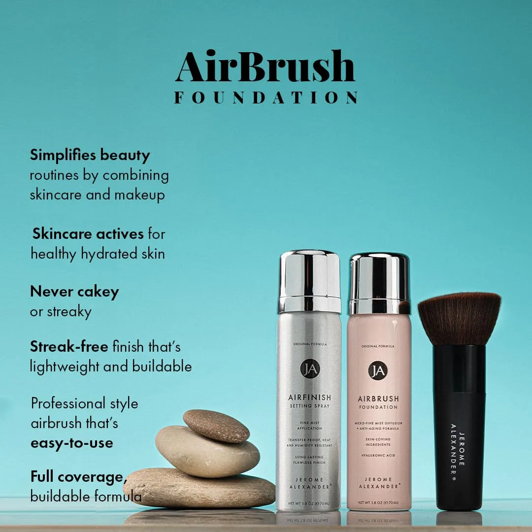 MagicMinerals AirBrush Foundation Set by Jerome Alexander  3pc Set Includes AirFinish, Foundation and Kabuki Brush - Spray Makeup with Anti-aging Ingredients for Smooth Radiant Skin (Fair)