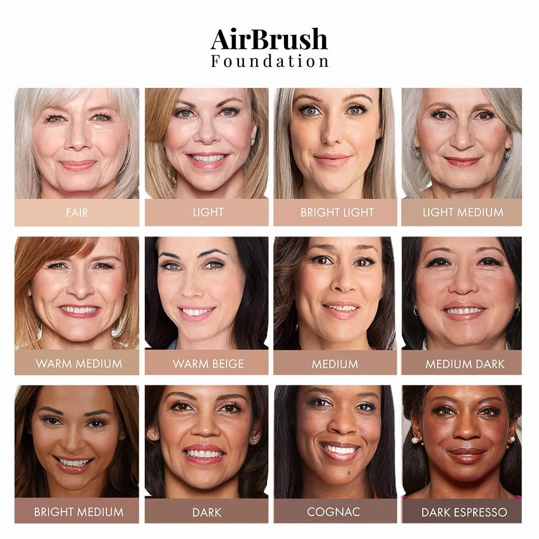 MagicMinerals AirBrush Foundation Set by Jerome Alexander  3pc Set Includes AirFinish, Foundation and Kabuki Brush - Spray Makeup with Anti-aging Ingredients for Smooth Radiant Skin (Fair)