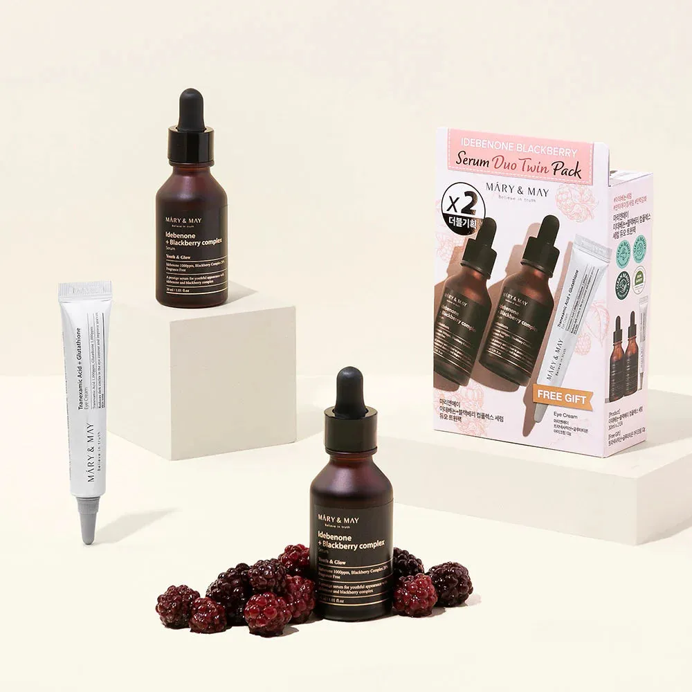 MARY & MAY Believe In Truth idebenone blackberry serum duo twin pack بكج مميز سيروم البلاك بيري وكريم العين من ماري اند ماي