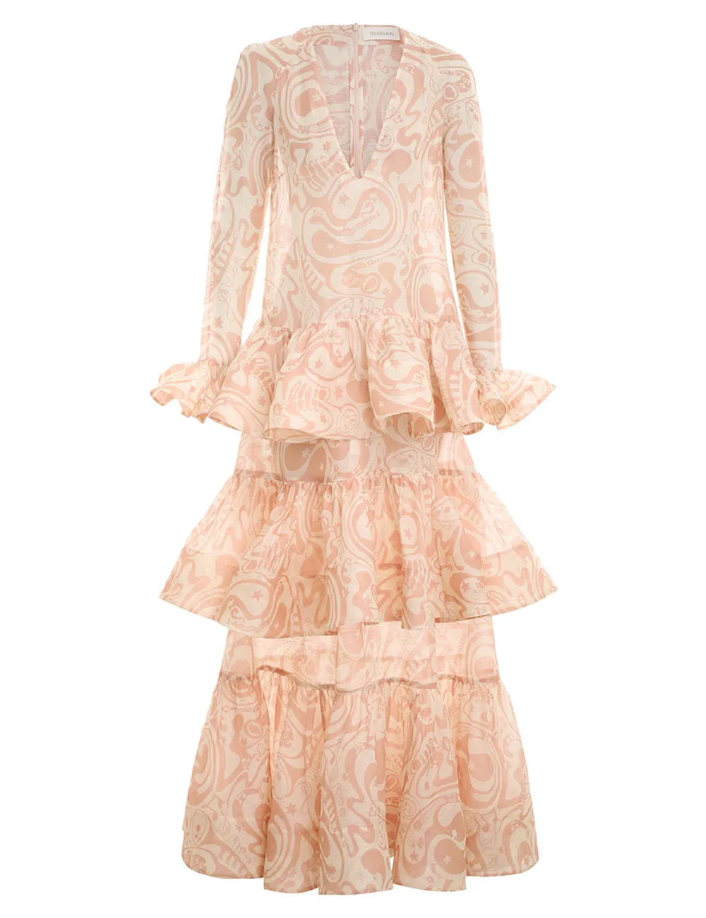 Matchmaker V Neck Gown (Pink/Cream Abstract Musical)